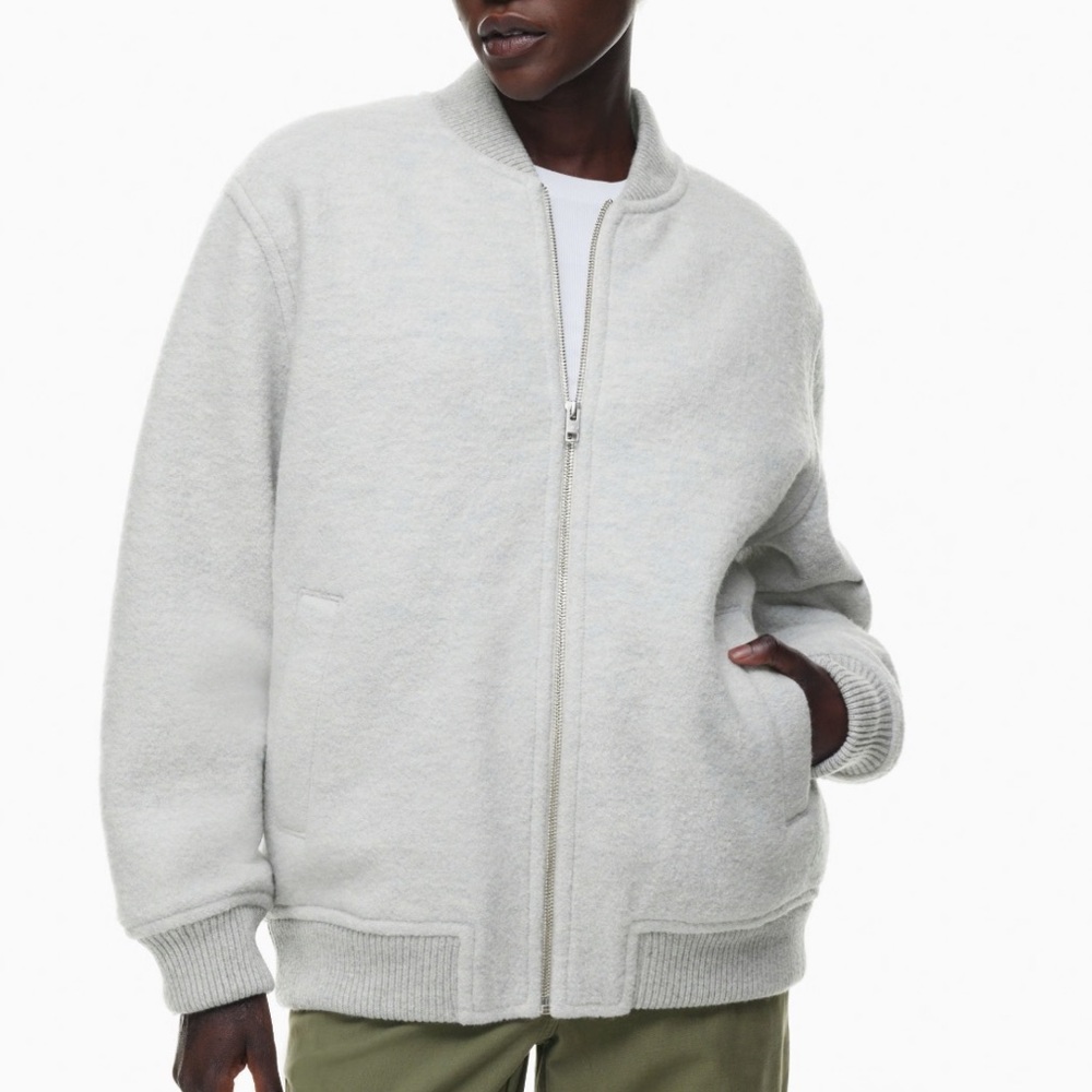 Aritzia Wilfred Gray Wool Oversized Bomber Jacket